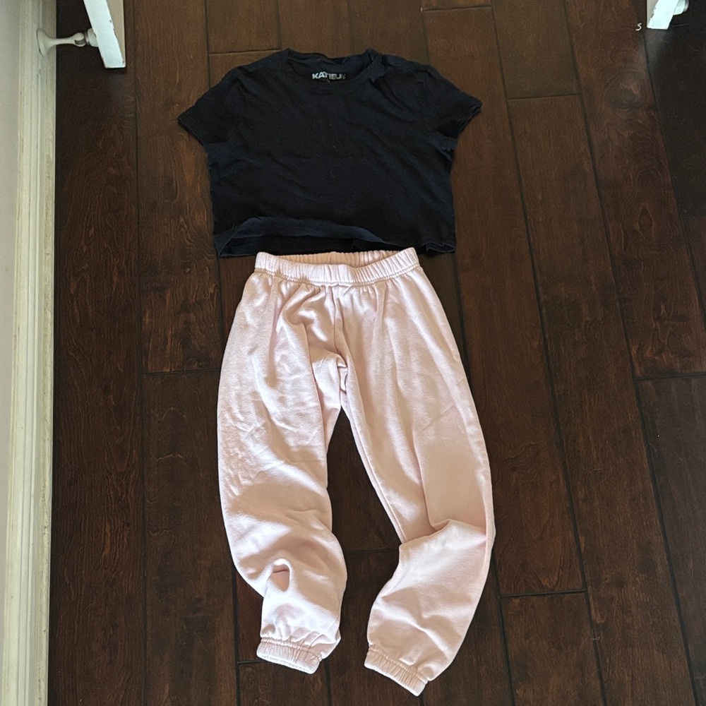 Katie J NYC Black Tee with Katie j dylan sweatpants
